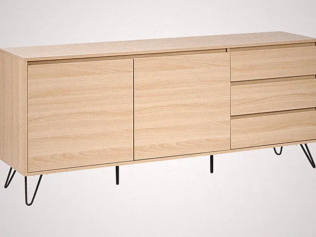 Sideboard mit 2 Türen und 2 Stauschubladen aus Spanplatte im minimalistischen De