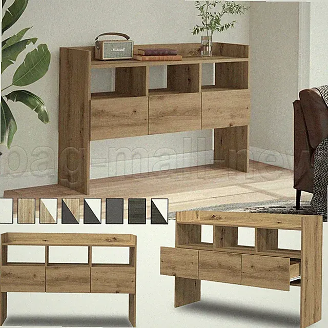 Sideboard mit 3 Schublade & 3 Fächern Kommode Anrichte Highboard Beistellschrank
