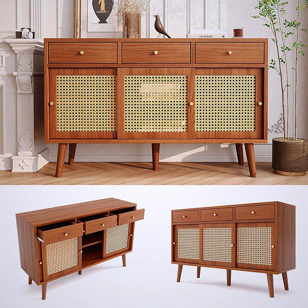 Sideboard mit 3 Schubladen 3 Schiebetüren Kommode Beistellschrank 120x40x78 cm