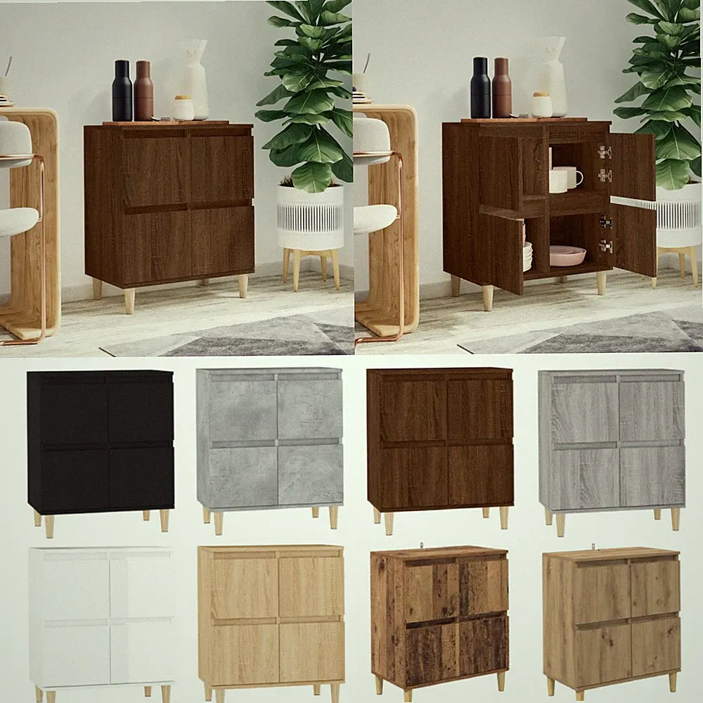 Sideboard Mit 4 Türen 60x35x70 cm Holzwerkstoff Anrichte Kommode Beistellschrank