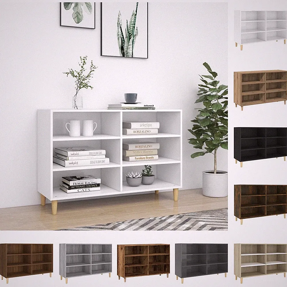 Sideboard mit 6 Fächer Kommode Anrichte Beistellschrank Schrank 103,5x35x70cm