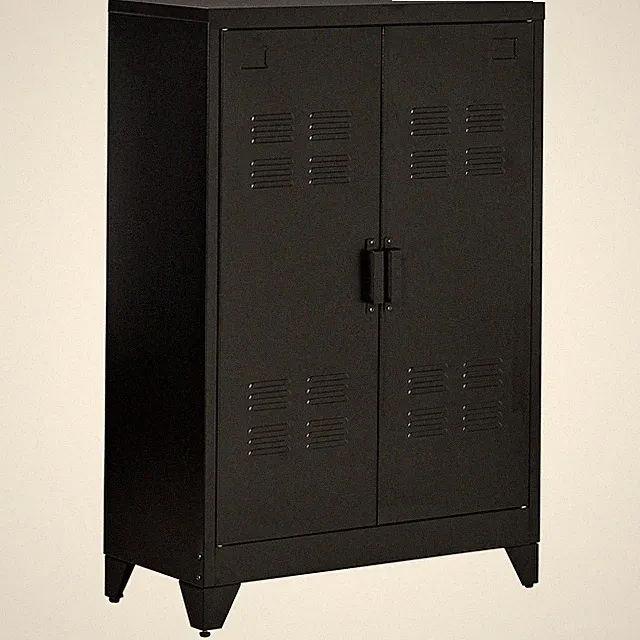 Sideboard mit Lamellentüren Metallschrank mit verstellbaren Einlegeböden