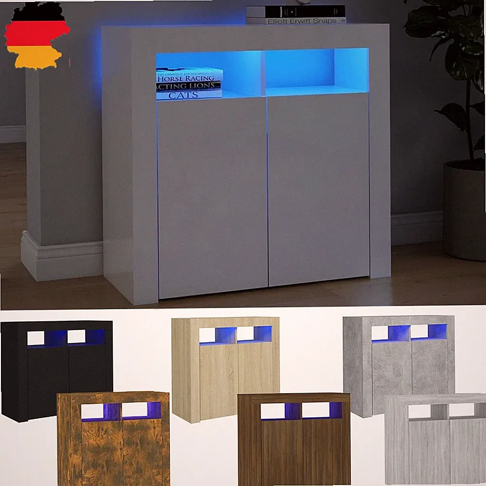 Sideboard mit LED-Beleuchtung Beistellschrank Kommode Anrichte Küchenschrank DE