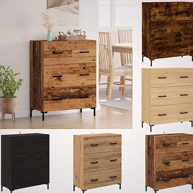 Sideboard Mit Schubladen 69,5x34x90 cm Holzwerkstoff Schubladenschrank Kommode