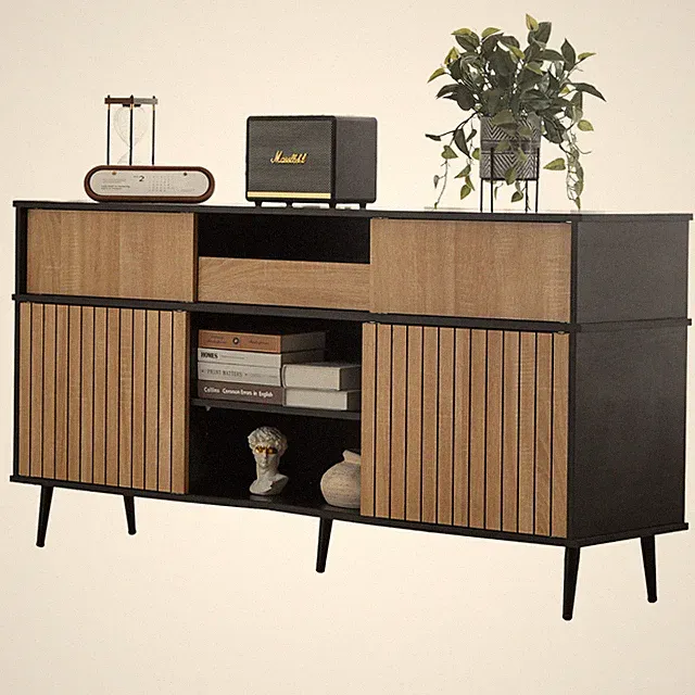 Sideboard Moderner Industriestil Sideboard mit Schiebetür-Design,160x40x80 cm