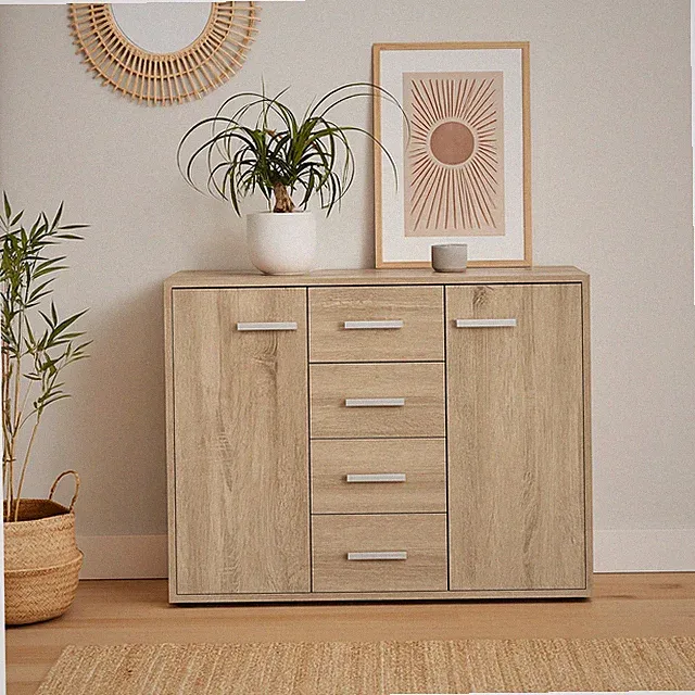 Sideboard Nina mit 4 Schubladen Sonoma Anrichte Kommode Schrank HTI-Living