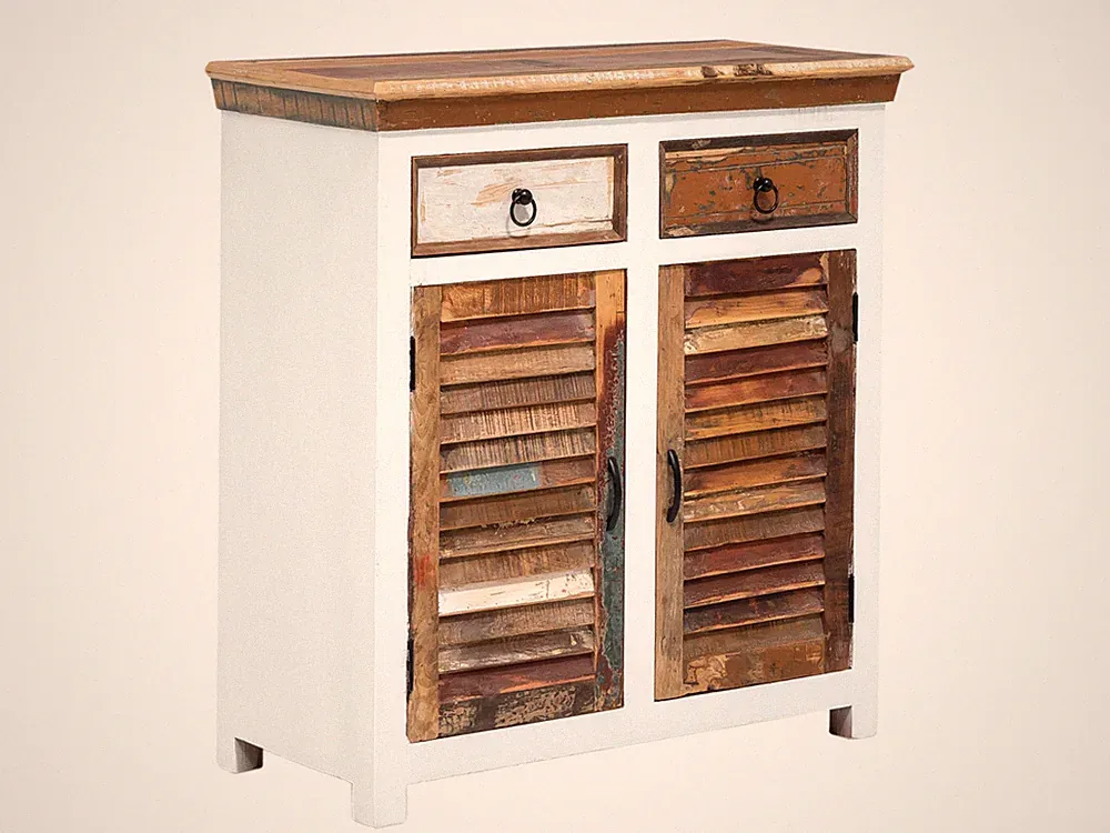 Sideboard Perth 2türig weiß Holz rustikal bunt Anrichte Kommode schmal Wohnmöbel