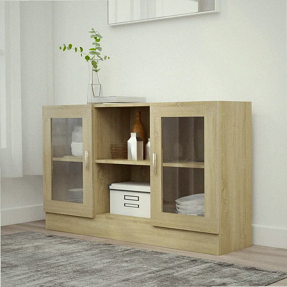Sideboard Schöne moderne Kommode Schrank Sonoma-Eiche Holzwerkstoff Mehrfarbige