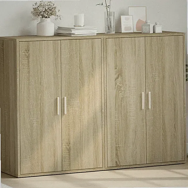 Sideboard Sonoma Eiche 60x31x84 cm Ingenieurholz Aufbewahrungsschrank modern 2er Set