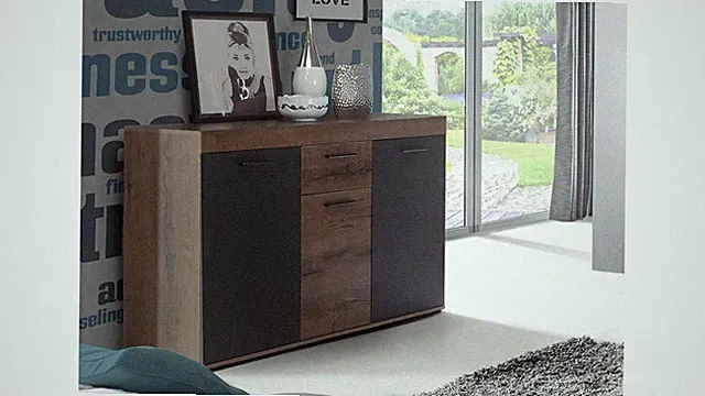 Sideboard Valentin Anrichte in Schlammeiche und schwarz Eiche mit 1 Schubkasten