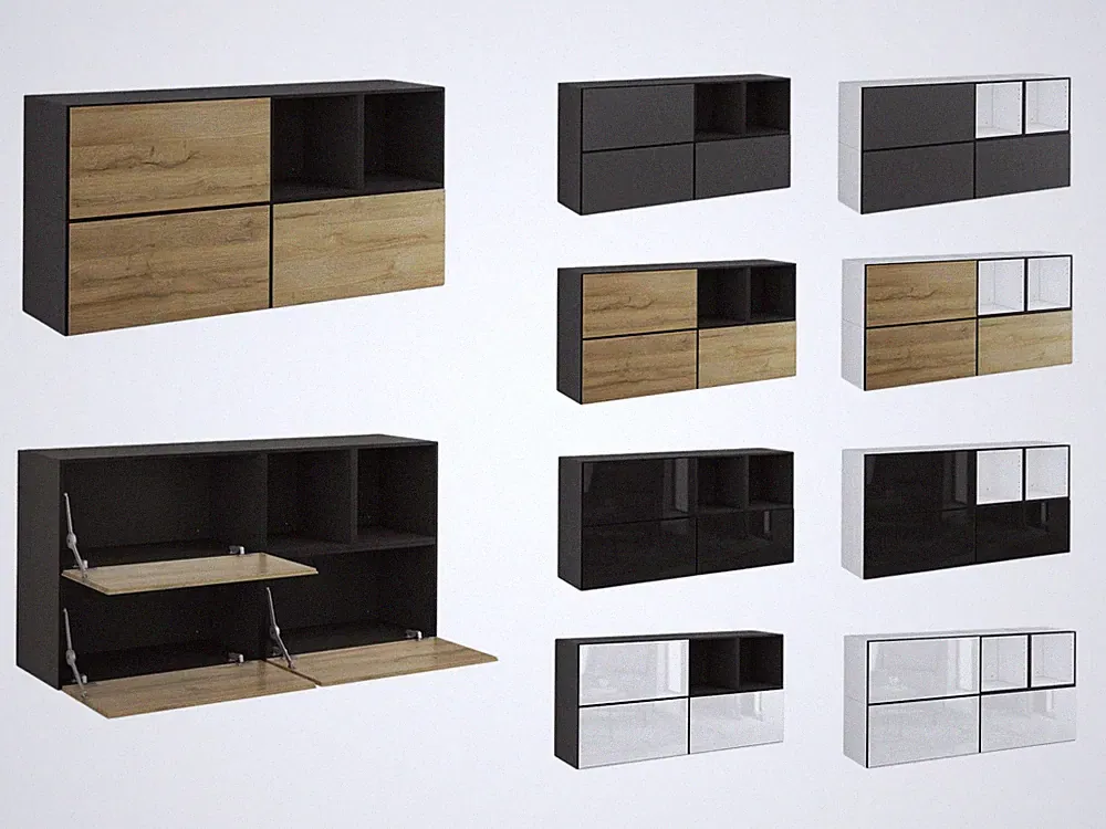 Sideboard VARIANTO 1 Schrank Set 5 tlg., 152 cm, Kommode, 3 Schränke mit Klappen