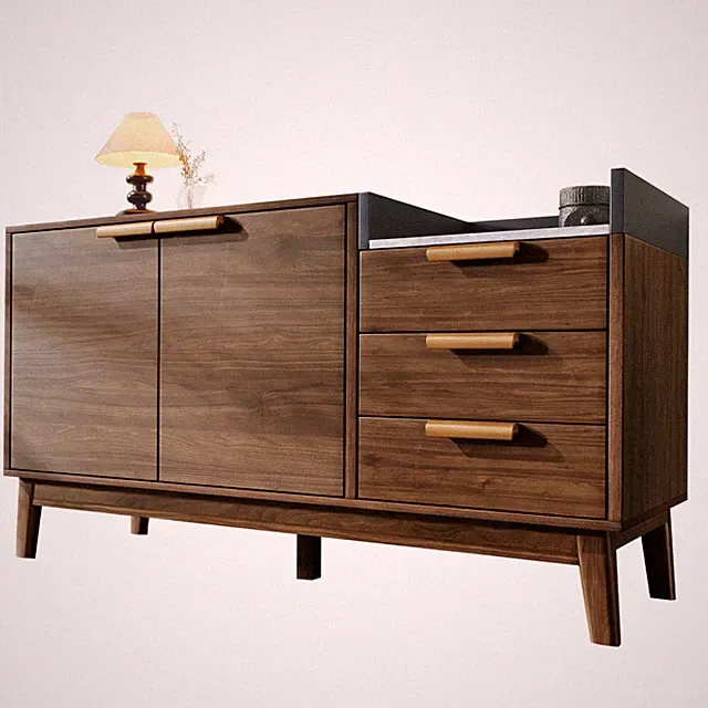 Sideboard Vielseitige Kommode mit 1 Ablageboden in Marmor-Optik, Viel Stauraum