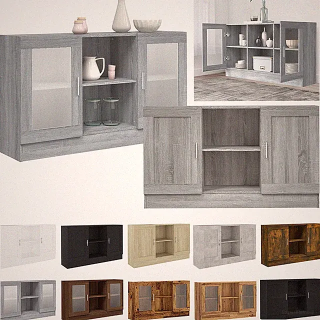 Sideboard Vitrinenschrank Beistellschrank Anriche 2 Fächer 2 Türen 120x30,5x70cm