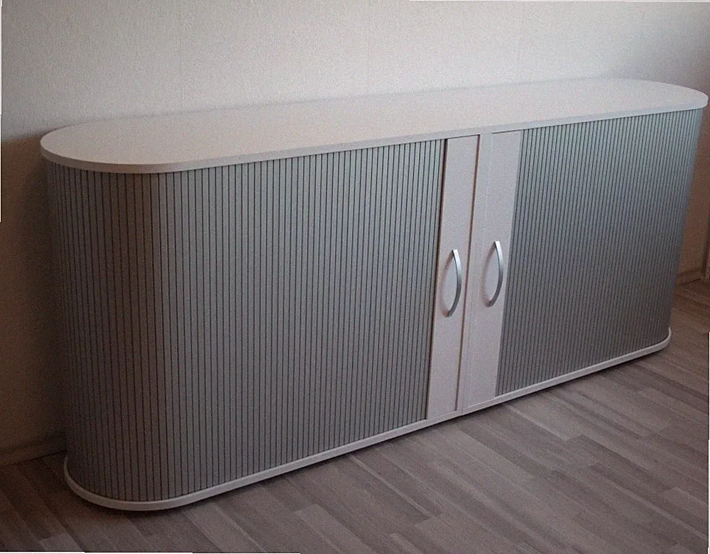 Sideboard weiß Rollladenschrank 2teilig Aktenschrank Rollladen silber Büromöbel