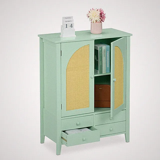 Sideboard Wohnzimmerschrank Anrichte Beistellschrank Kommode Schränkchen Rattan