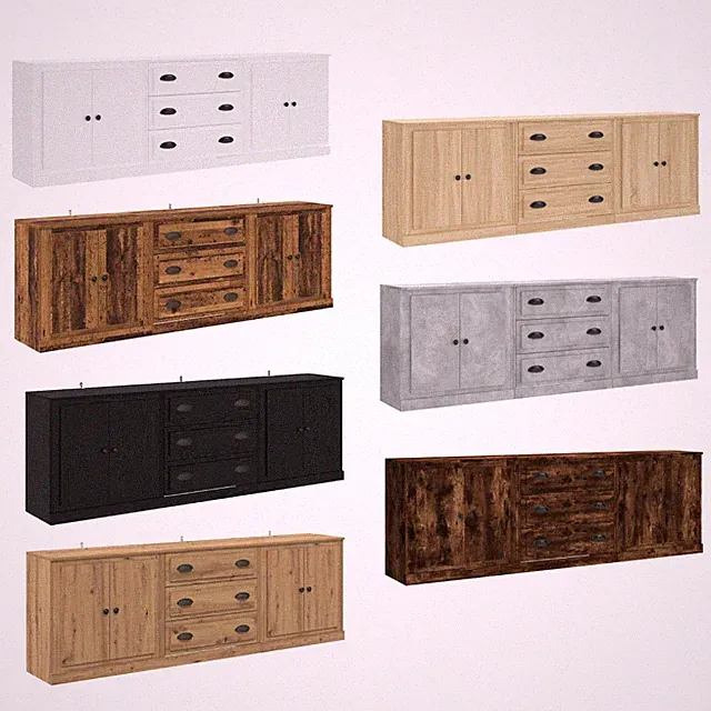 Sideboards Beistellschrank Küchenschrank Regalebene Schrank 3 Stk. Holzwerkstoff