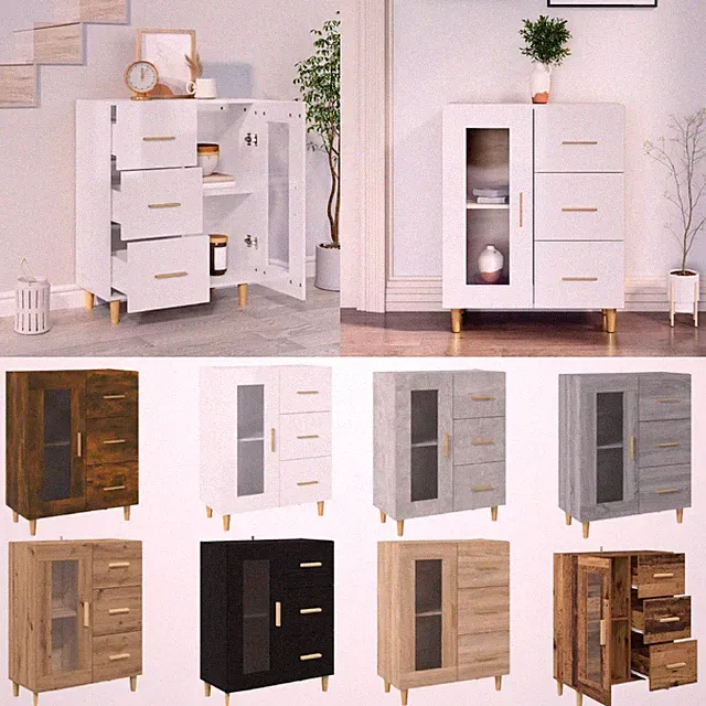 Sideboards Kommode Schrank Beistellschrank Küchenschrank Holz 69,5x34x90cm