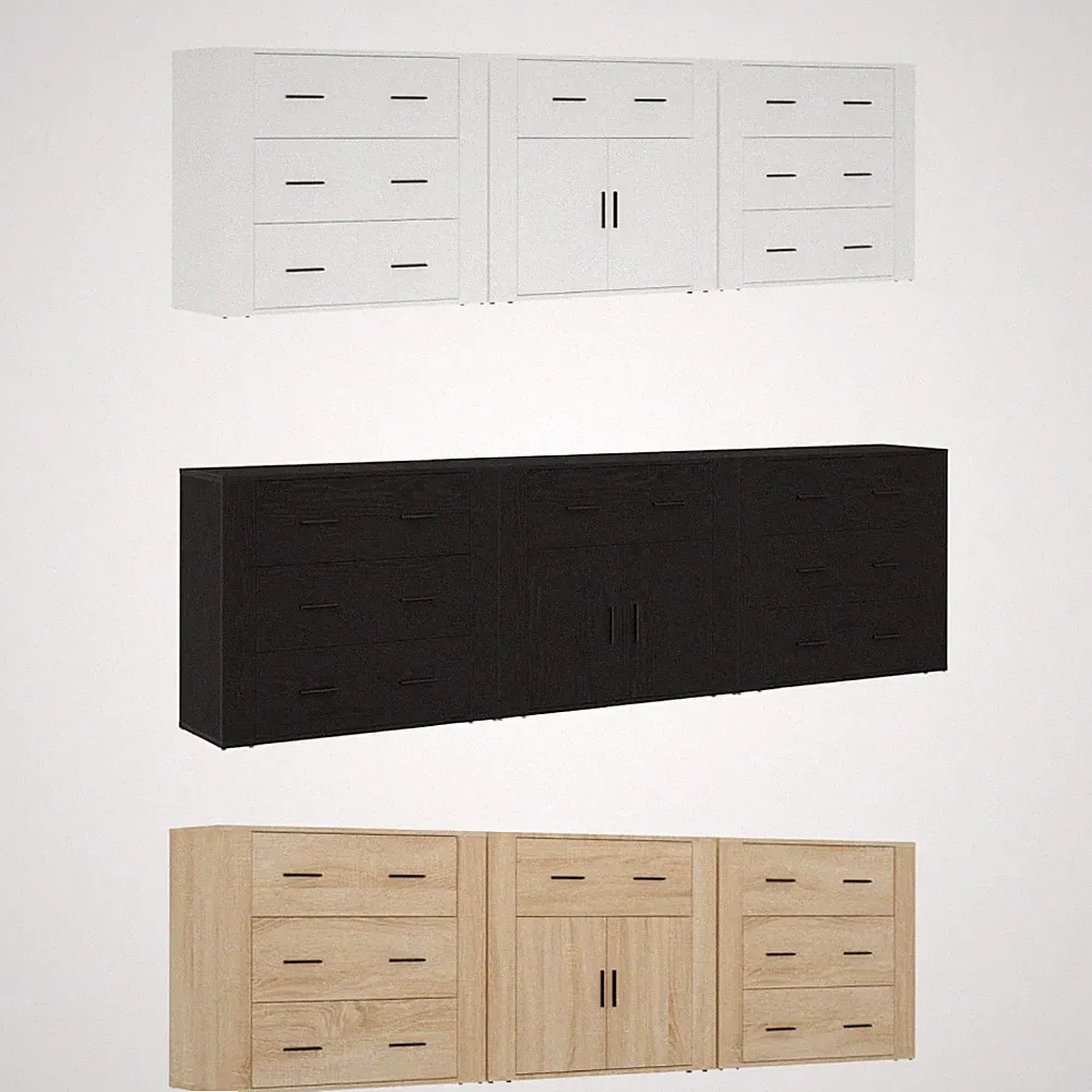 Sideboards Kommode Schrank Beistellschrank Regal Regalebene 3 Stk. Holzwerkstoff