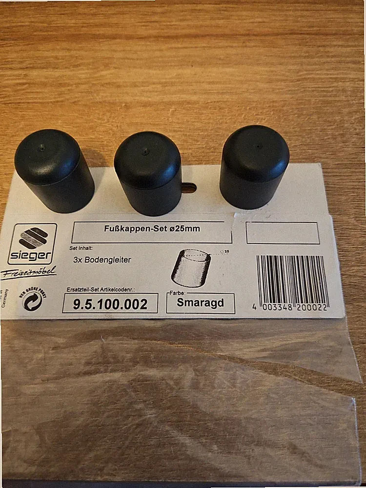 Sieger Fusskappen Set Ø 25mm smaragd grün 3 x Bodengleiter Gartenmöbel 95100005