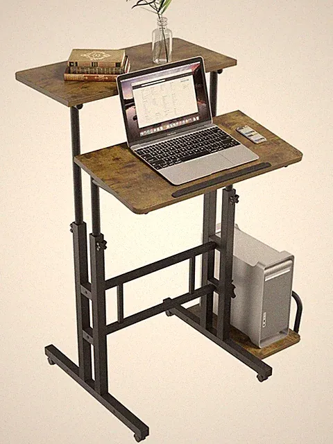Sitz/Steh Schreibtisch Tisch verstellbar für Computertisch mit Rollen modern