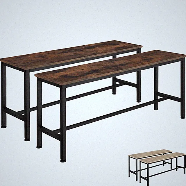 Sitzbänke 2er Set Esszimmerbank Küchenbank 108x32,5x50cm Holz Metall Industrie