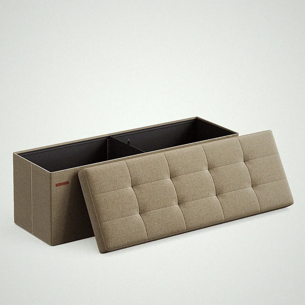 Sitzbank 110 cm mit Stauraum, klappbare Sitztruhe, Fußbank FSL077R01