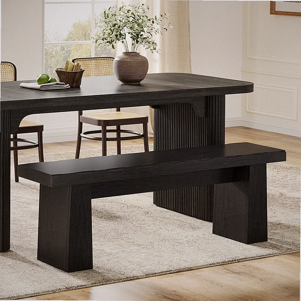 Sitzbank 120cm Schwarz, Moderne Holzbank,Vielseitige Essbank im Minimalistischen