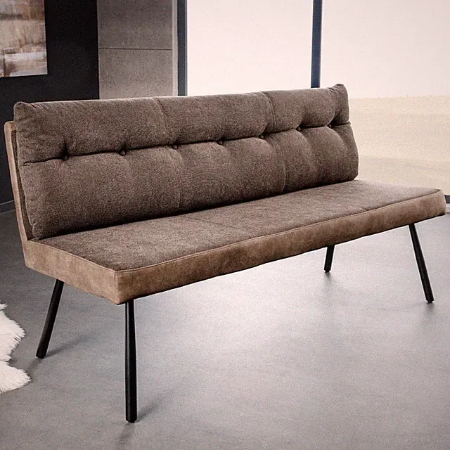 Sitzbank BIG GEORGE - 160cm - taupe - Strukturstoff Taschenfederkern Polsterbank
