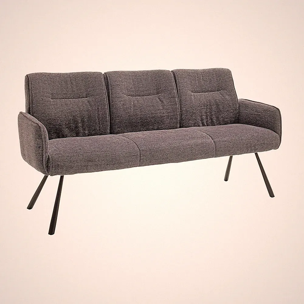 Sitzbank Esszimmerbank Anthrazit Schwarz Strukturgewebe Metall 182 x 65 cm
