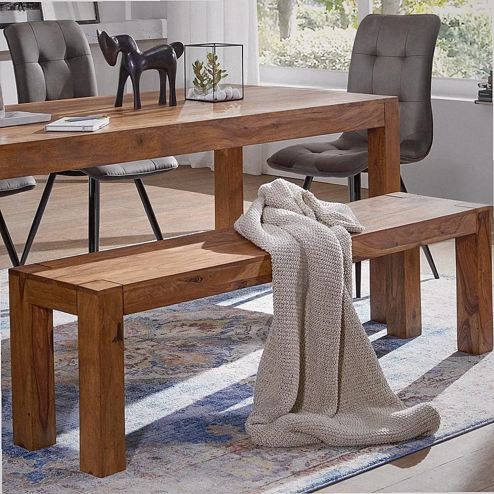 Sitzbank Massiv Holzbank Sheesham Esszimmerbank 120 cm Küchenbank Esszimmer Bank