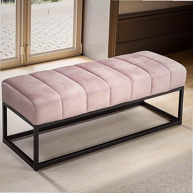 Sitzbank FineBuy Polsterbank Samt Rosa 108 cm Bettbank Flurbank Modern Bank
