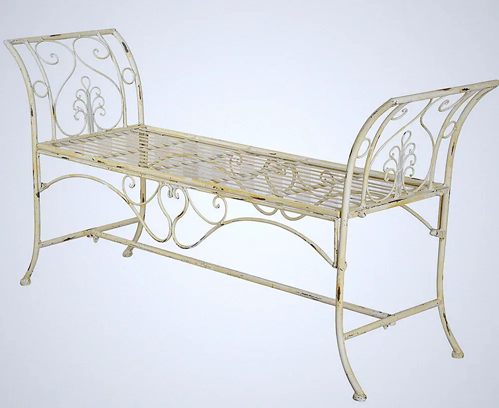 Sitzbank Garten shabby chic Bank Metall Eisenbank Hocker Metallsofa Metallhocker
