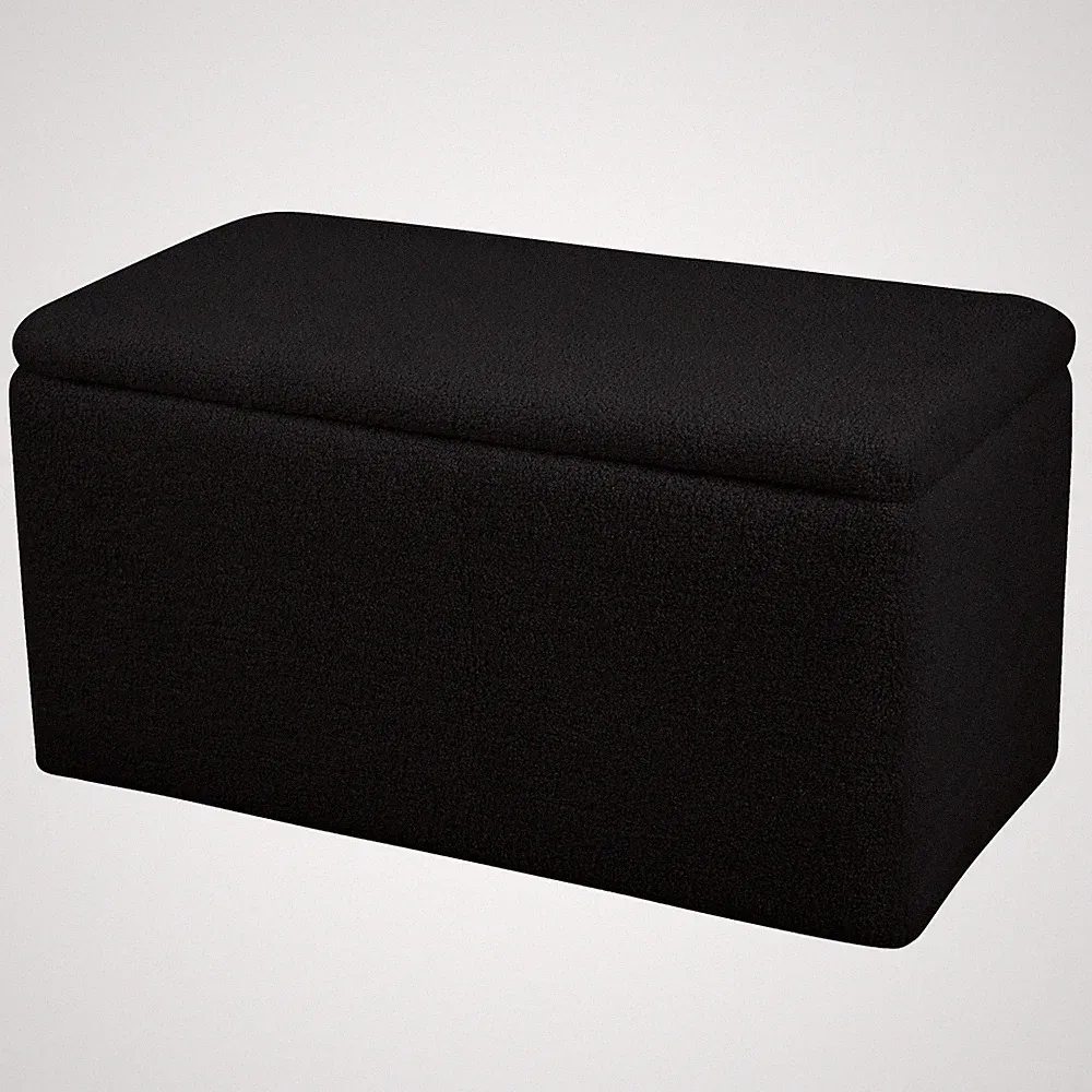 Sitzbank Hocker mit Stauraum SVITA LEAF Aufbewahrungsbox mit Deckel Schwarz