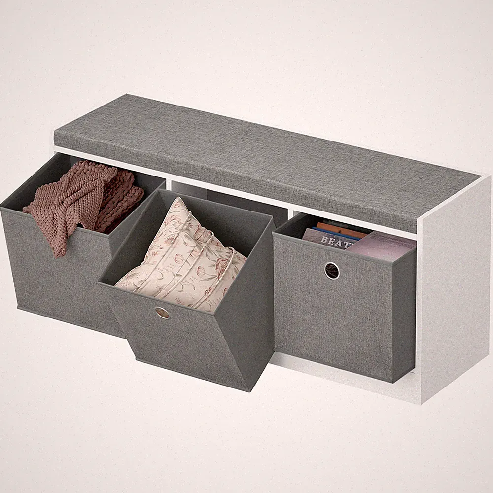 Sitzbank Holz Garderobenbank Schuhbank mit Stauraum mit 3 Schubladen Sitzkommode