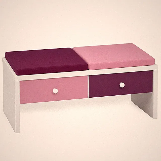 Sitzbank Kindersitzbank Weiß mit Sitzkissen, 2 Schubladen Stauraum 104x37x42cm
