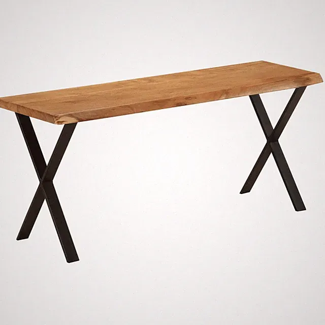 Sitzbank massiv Akazie Live Edge 105cm schwarz geölt X-Gestell Industrial Style XL