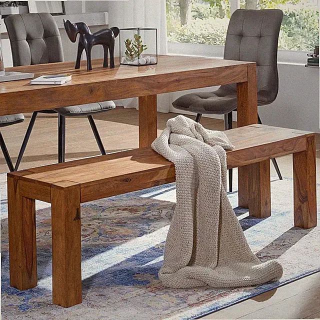 Sitzbank Massiv Holzbank Sheesham Esszimmerbank 160 cm Küchenbank Esszimmer Bank
