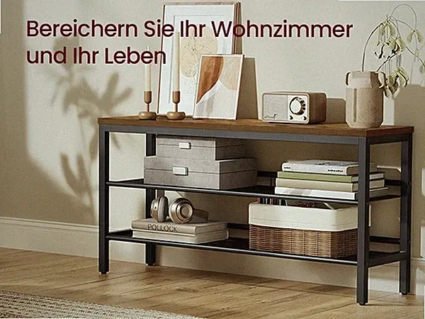 Sitzbank mit 3 Ebenen, Schuhregal im Industrie-Stil, für Flur, einfache Montage