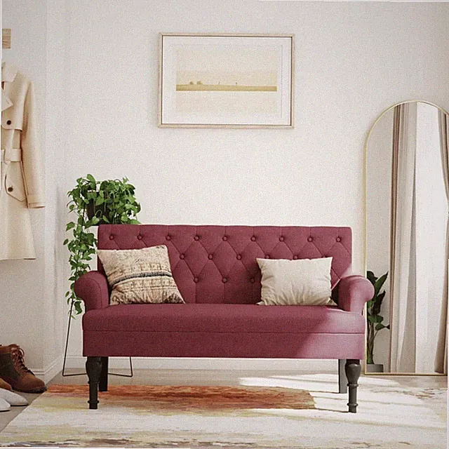Sitzbank mit Rückenlehne Polsterbank Flurbank Bank Wohnzimmer Sofa Polstersofa