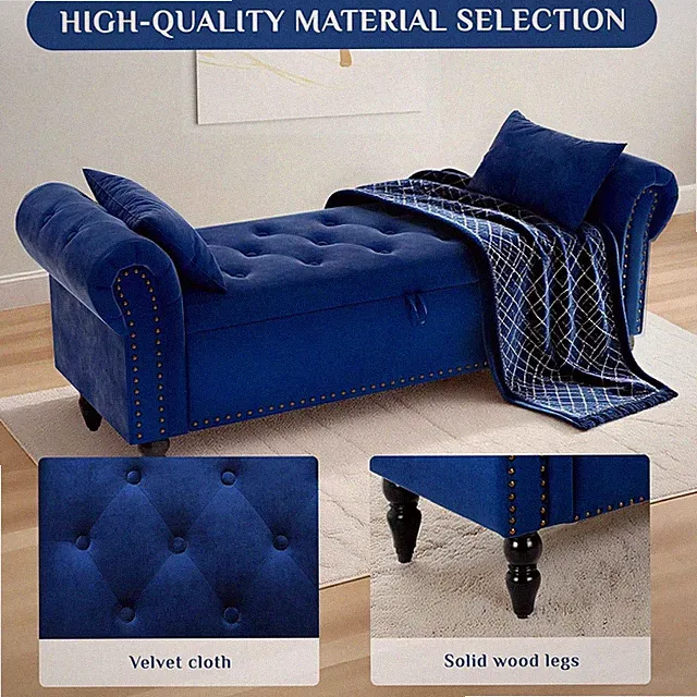 Sitzbank mit Stauraum 133cm mit stabilen Holzbeinen Sofabank Schlafzimmer