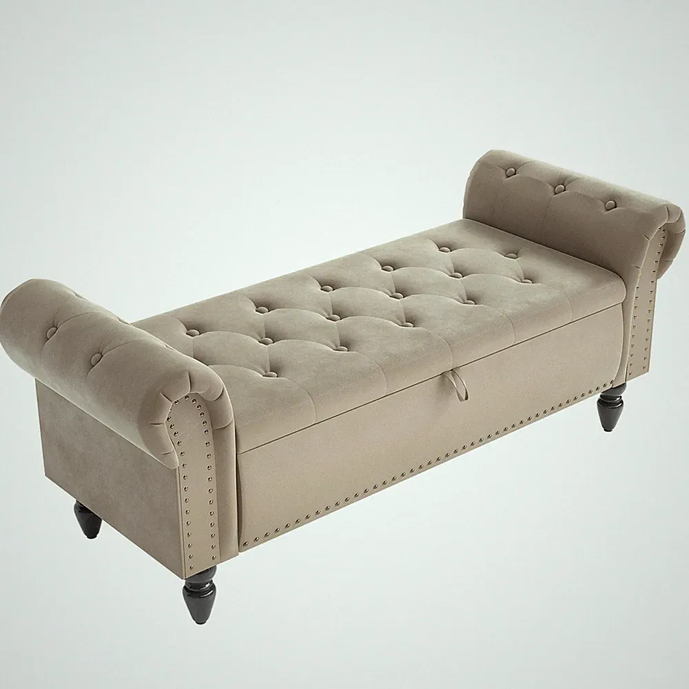 Sitzbank mit Stauraum 133cm mit stabilen Holzbeinen Sofabank Schlafzimmer