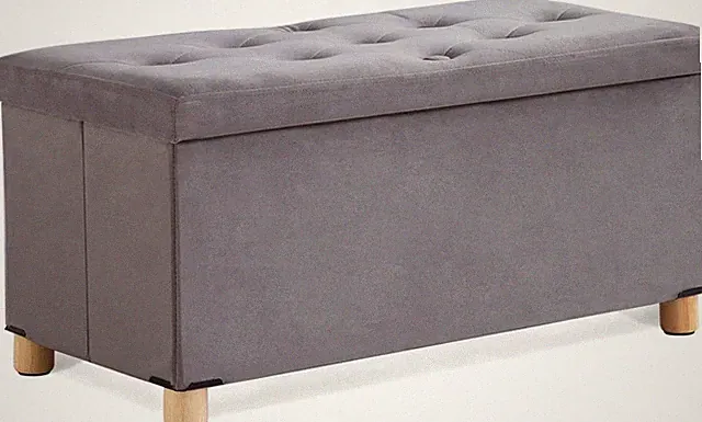 Sitzbank mit Stauraum BRIAN DANY, Faltbar, 76 x 38 x 38 cm, Grau, Kunstleder, 80