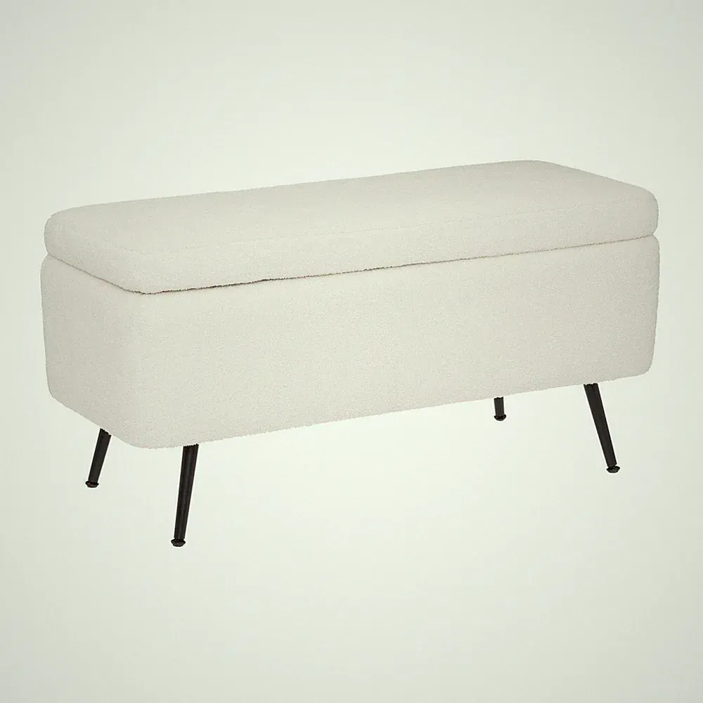 Sitzbank mit Stauraum, gepolstert mit Boucle-Optik, 100 x 40 x 48,5 cm