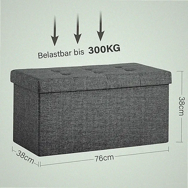 Sitzbank mit Stauraum Polsterbank Sitzhocker Sitztruhe belastbar bis 300 kg 76cm