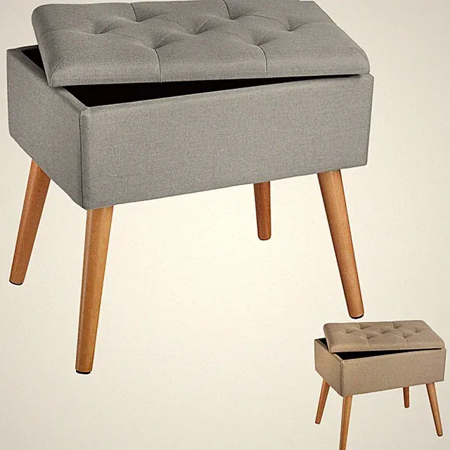 Sitzbank mit Stauraum Sitzhocker Sitztruhe Aufbewahrungsbox Holzbeine Leinen Neu