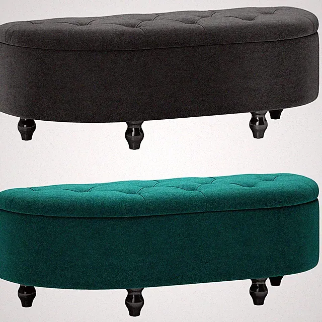 Sitzbank mit Stauraum Sitztruhe mit geöffnetem Deckel, Velvet-Touch Refurbished