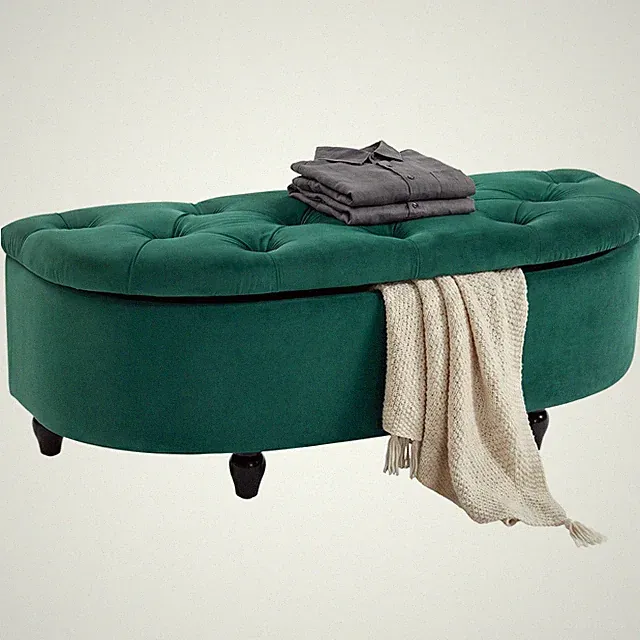 Sitzbank mit Stauraum Sitztruhe mit geöffnetem Deckel, Velvet-Touch Refurbished