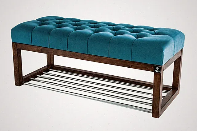 Sitzbank nach Maß M-DEKO LPP-4 Schuhregal Chesterfield Gesteppt Holz Garderobe