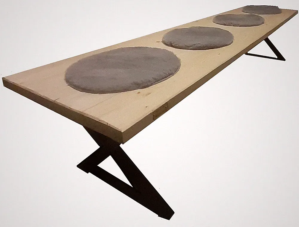 Sitzbank Naturholz 200cm natur massiv X-Gestell schwarz handcrafted design stahl