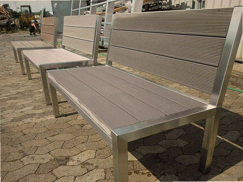 Sitzbank Parkbank Gartenbank Gartenstuhl Terassen Bank Rückenlehne Edelstahl